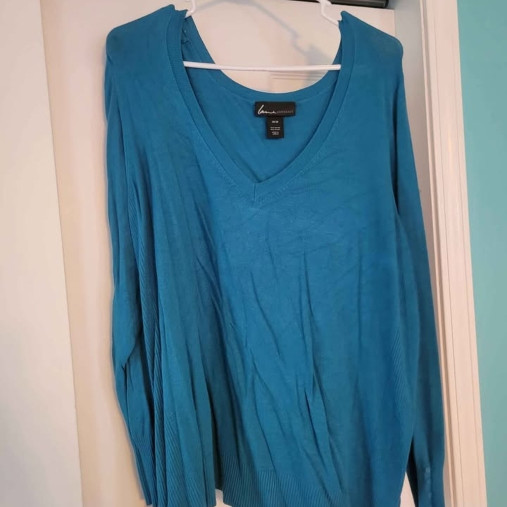 Lane Bryant Teal V-Neck Sweater Size 26/28